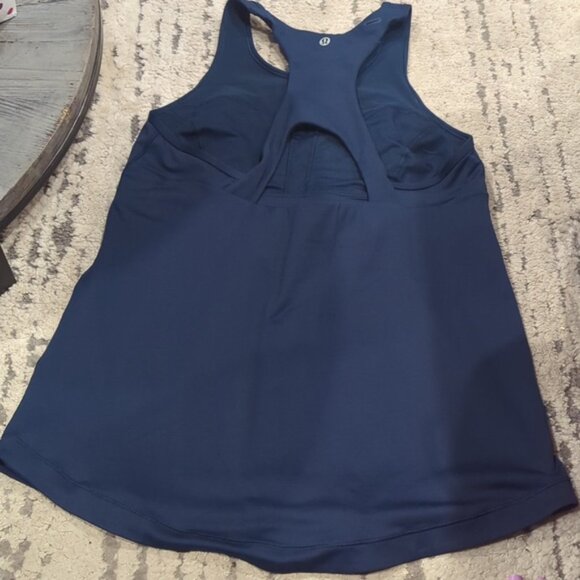 Blue Tank Top with Racerback Design and Stylish Cutout - Picture 8 of 10